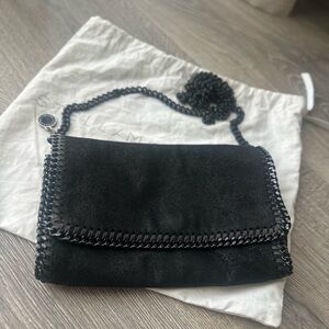 Stella McCartney - Black Shimmery Falabella Shaggy Deer Crossbody / Shoulder Bag